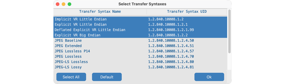 Transfer Syntaxes