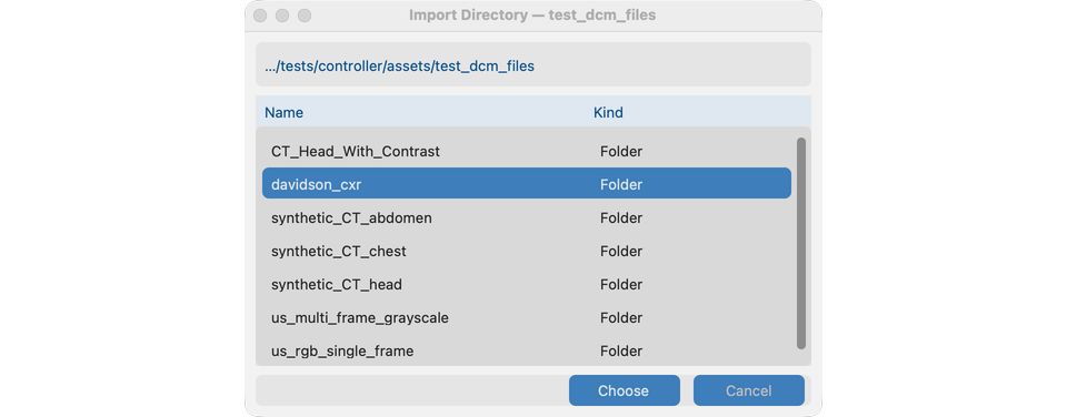 Choose folder for Import Directory