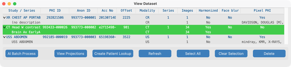 Dataset with Create Patient Lookup
