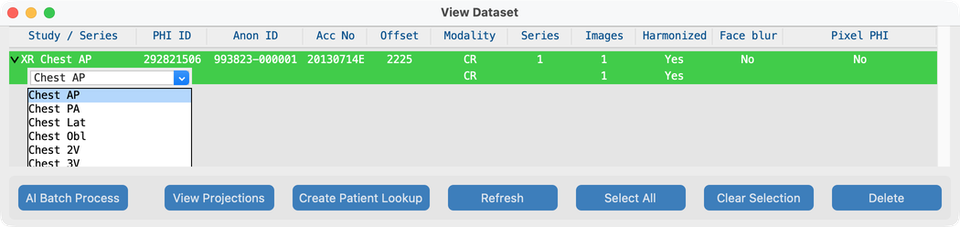 Dataset series description dropdown (RadLex)