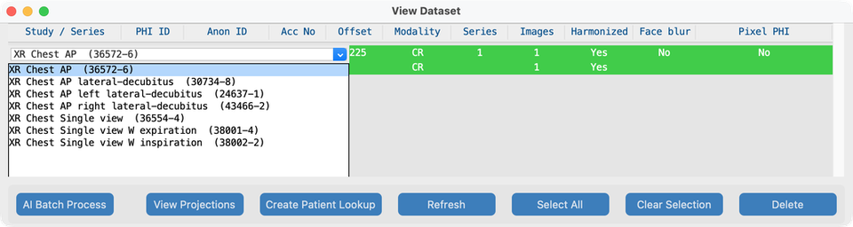 Dataset study description dropdown (LOINC)