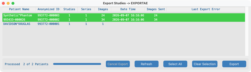 Send — export complete