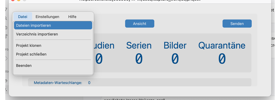 Datei-Menü — Dateien importieren / Verzeichnis importieren