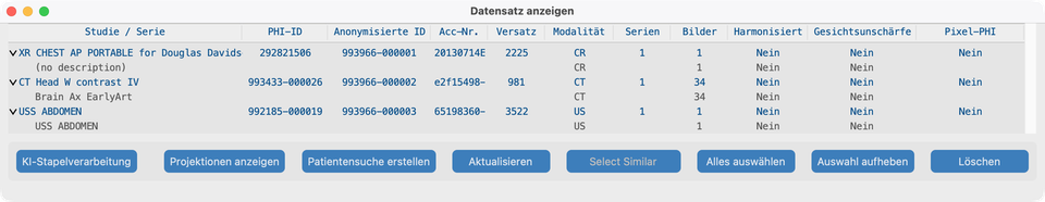 Datensatz-Baum mit Teststudien