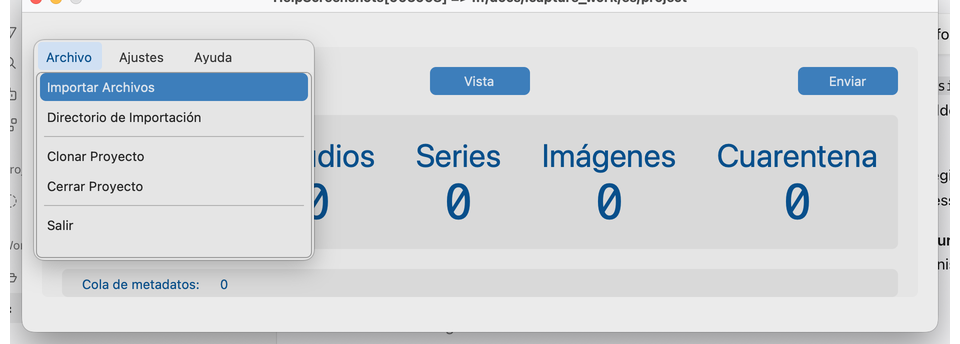 Menú Archivo — Importar Archivos / Directorio de Importación