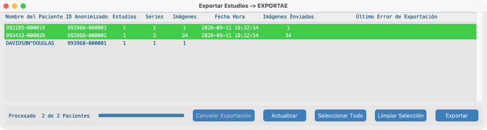 Enviar — exportación completa