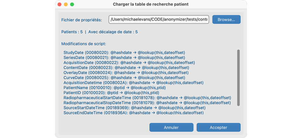 Table de correspondance