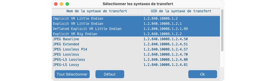 Transfer Syntaxes