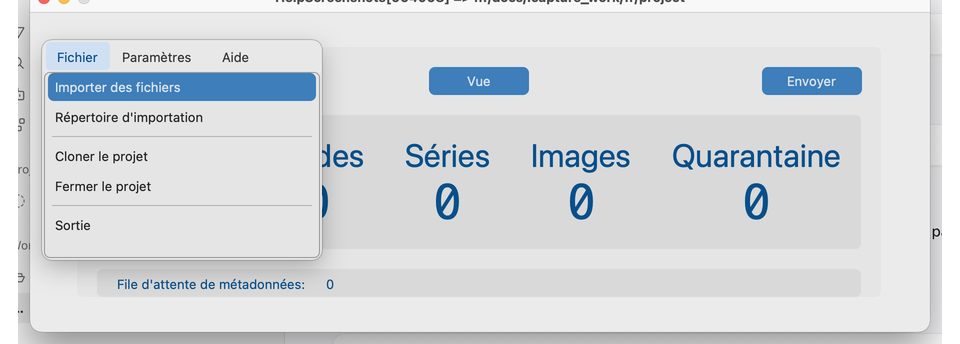 Menu Fichier — Importer des fichiers / Répertoire d'importation