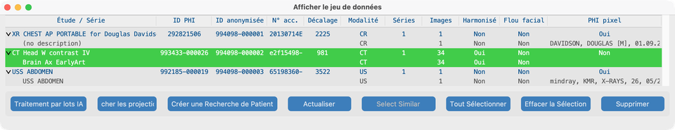 Jeu de données avec Créer une Recherche de Patient